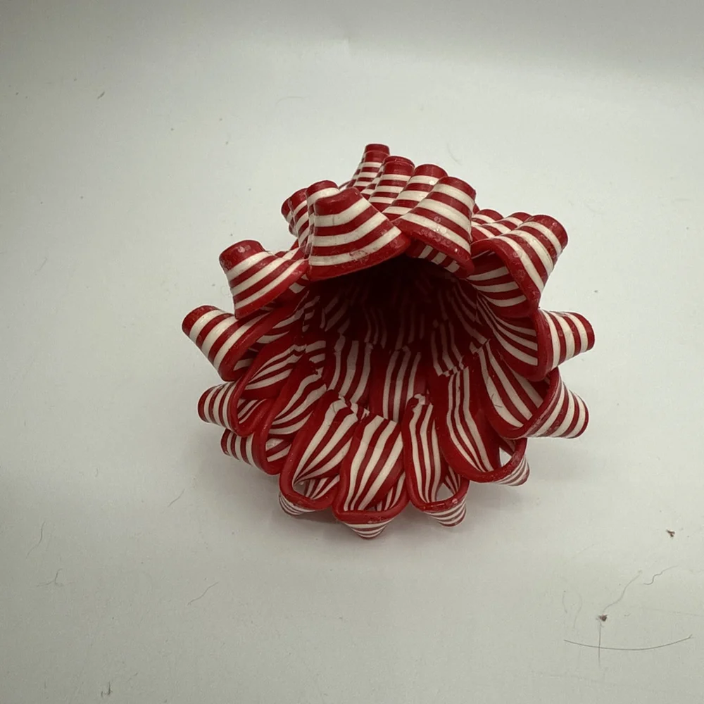 Peppermint Ribbon Swirl Candy Cane Christmas Tree Ornament Sparkly Glitter 4.5